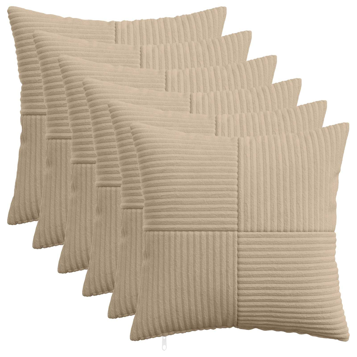 Pudebetræk 6 pcs ALMELO Gråbrun 50 x 50 cm cordfløjl