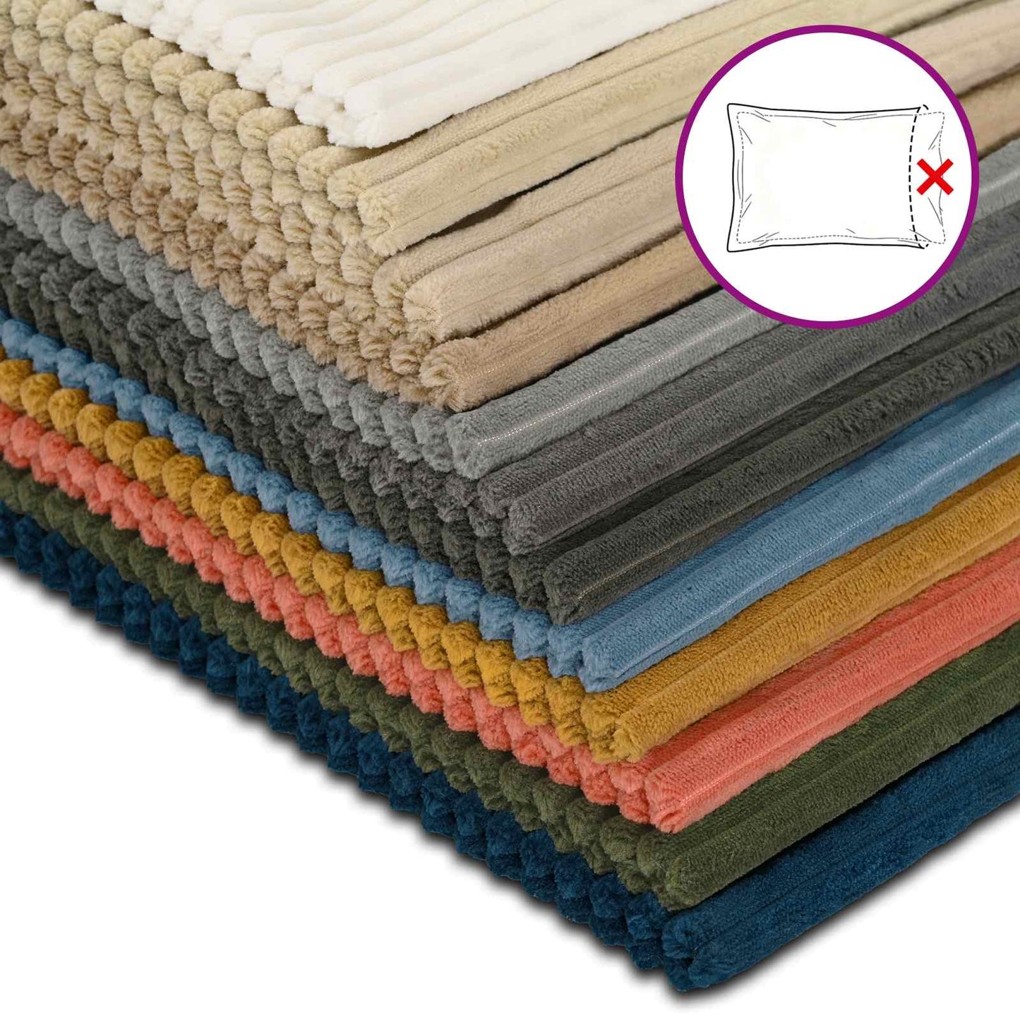 Pudebetræk 2 pcs ALMELO Mørkeblå 50 x 70 cm cordfløjl