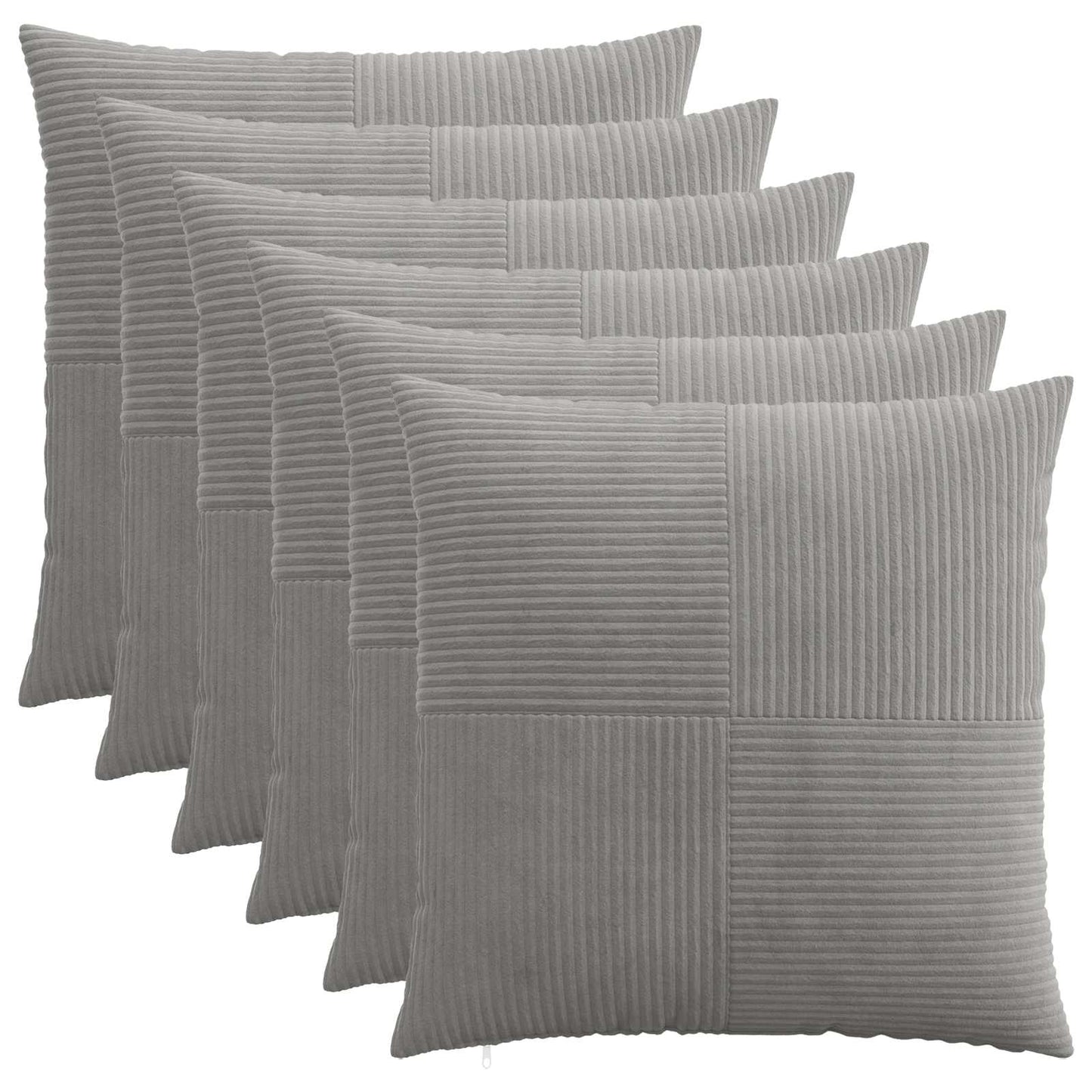 Pudebetræk 6 pcs ALMELO Lysegrå 55 x 55 cm cordfløjl