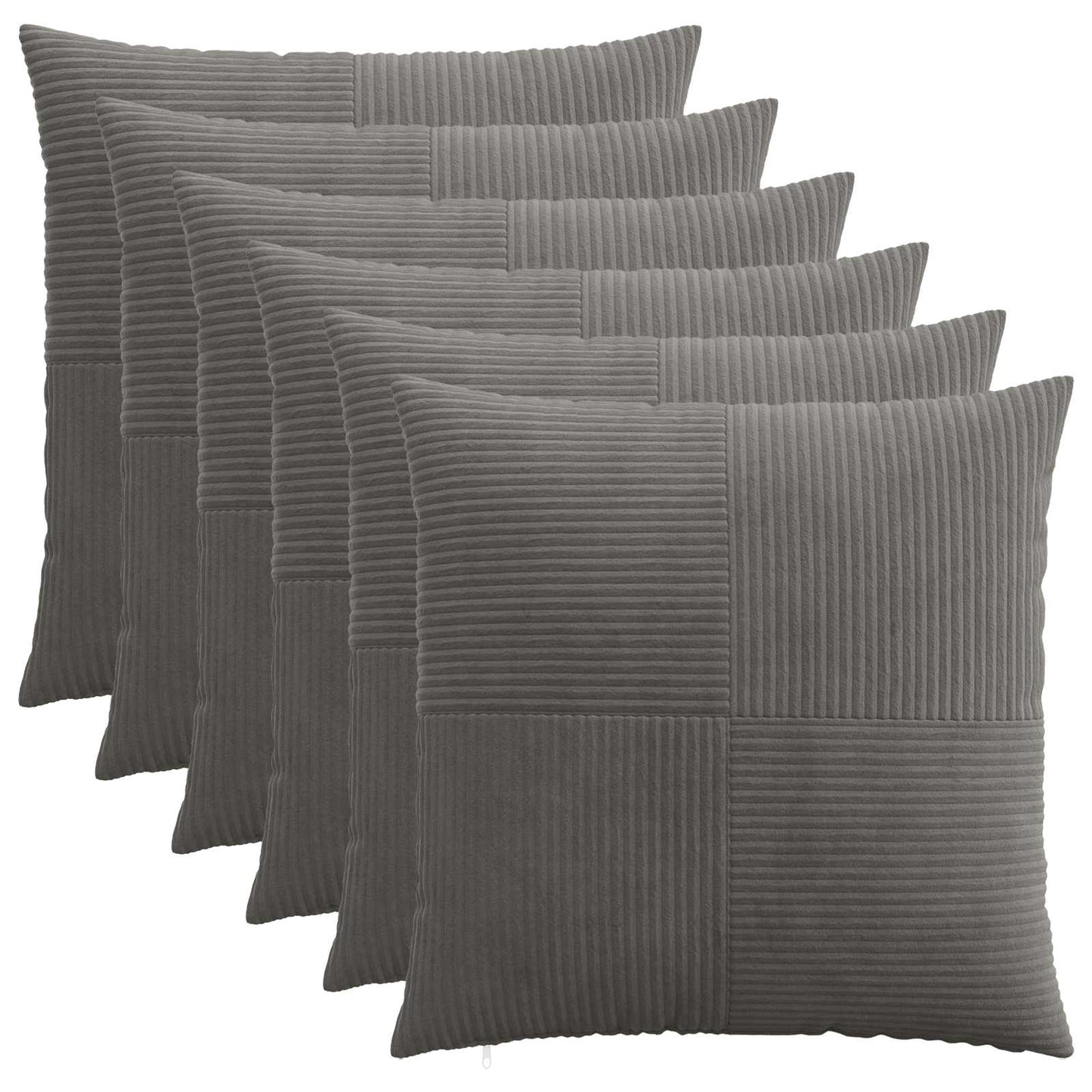 Pudebetræk 6 pcs ALMELO Mørkegrå 55 x 55 cm cordfløjl