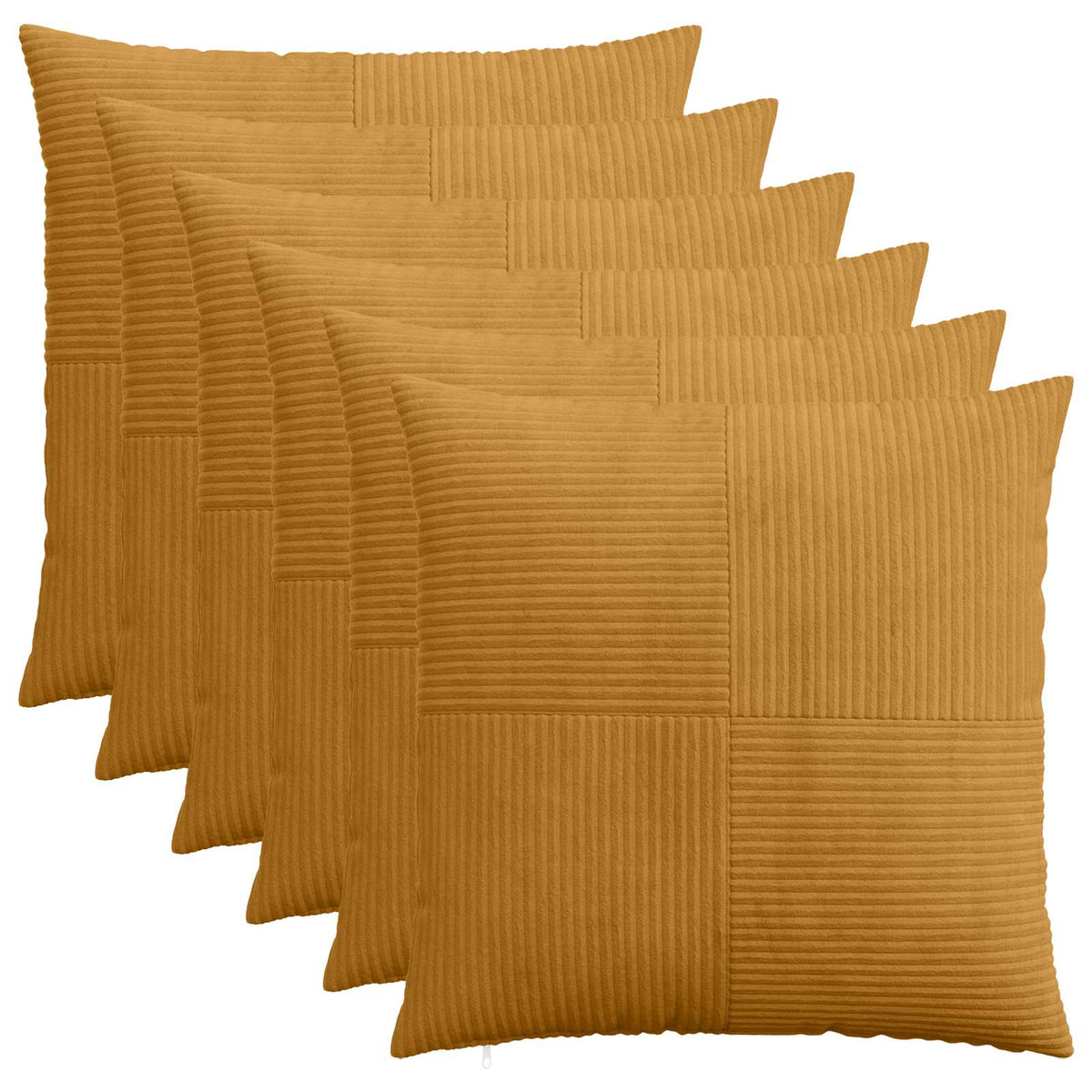 Pudebetræk 6 pcs ALMELO Gul 55 x 55 cm cordfløjl