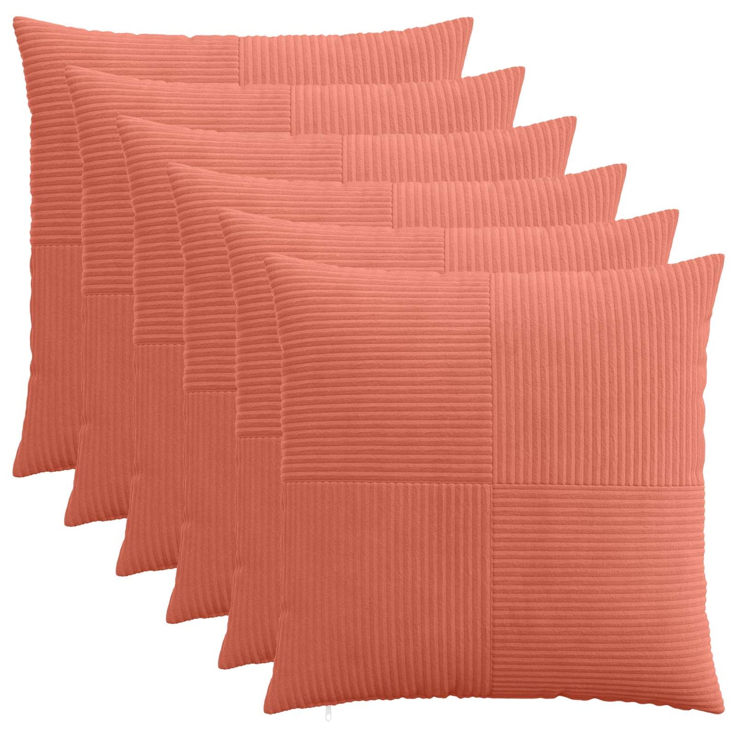 Pudebetræk 6 pcs ALMELO Rød orange 60 x 60 cm cordfløjl