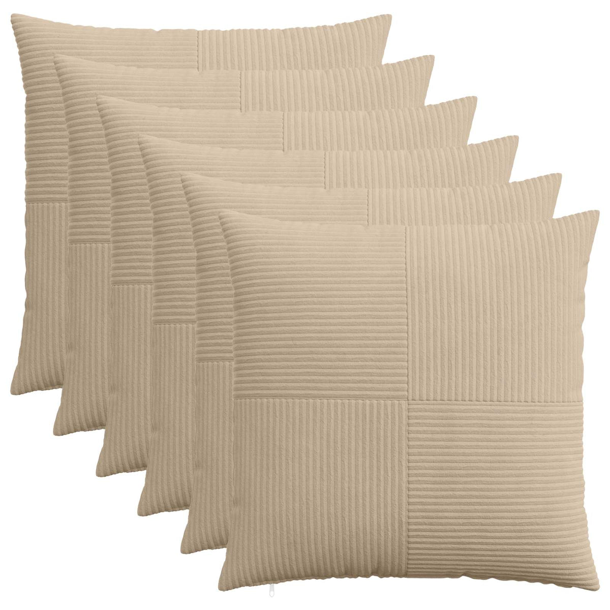 Pudebetræk 6 pcs ALMELO Gråbrun 60 x 60 cm cordfløjl
