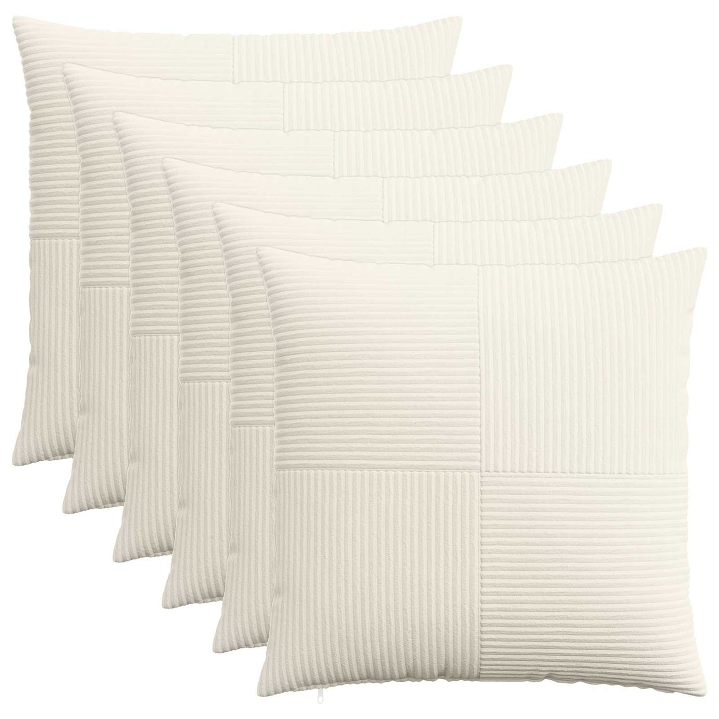 Pudebetræk 6 pcs ALMELO Cremefarvet 65 x 65 cm cordfløjl