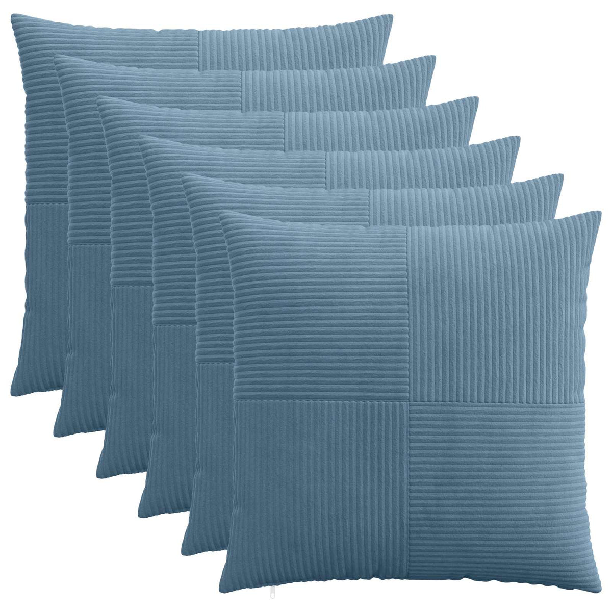 Pudebetræk 6 pcs ALMELO Blå 65 x 65 cm cordfløjl