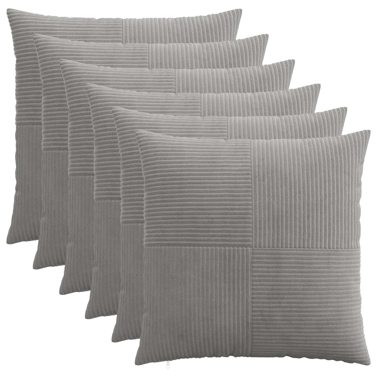 Pudebetræk 6 pcs ALMELO Lysegrå 80 x 80 cm cordfløjl