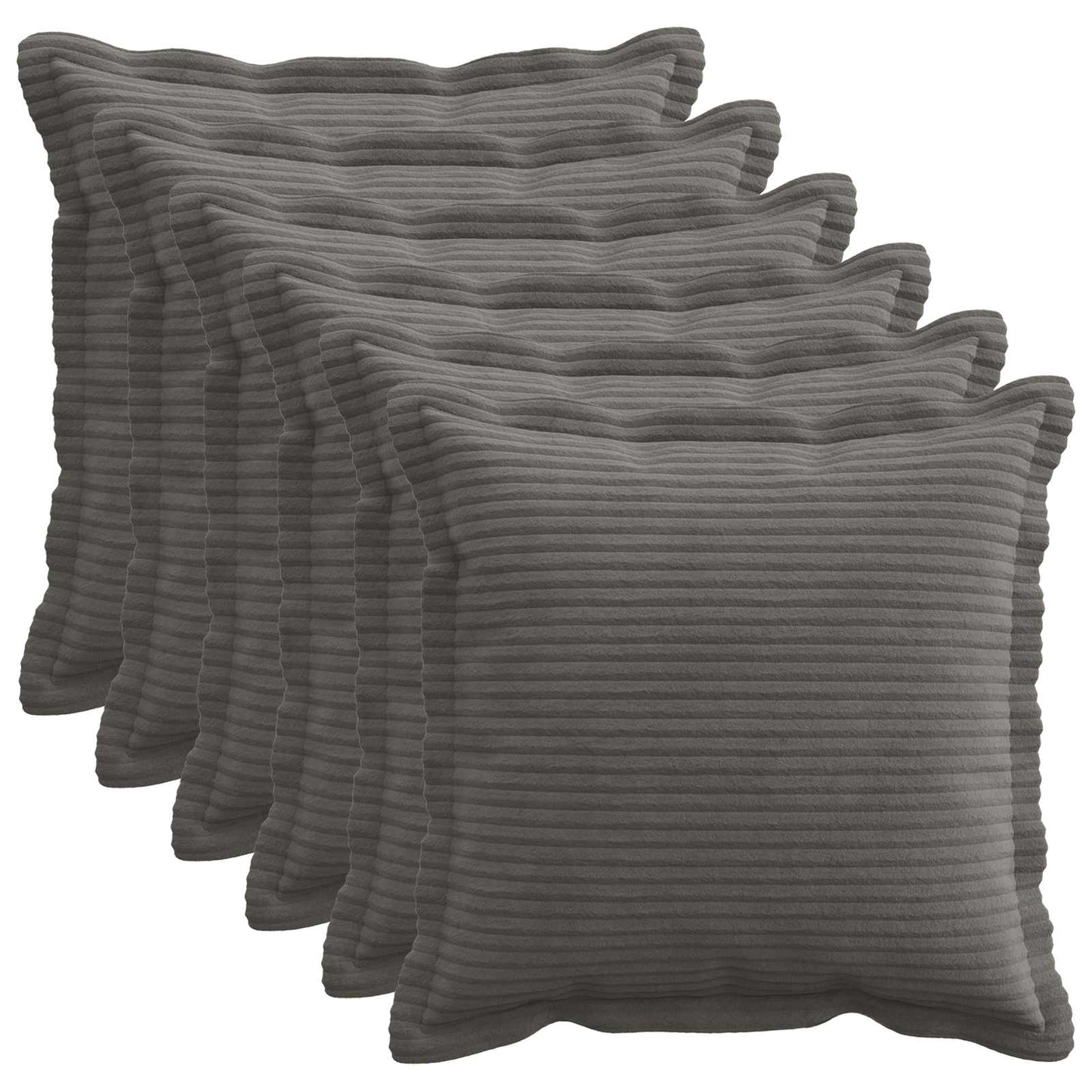 Pudebetræk 6 stk. HOUTEN Mørkegrå 30 x 30 cm cordfløjl
