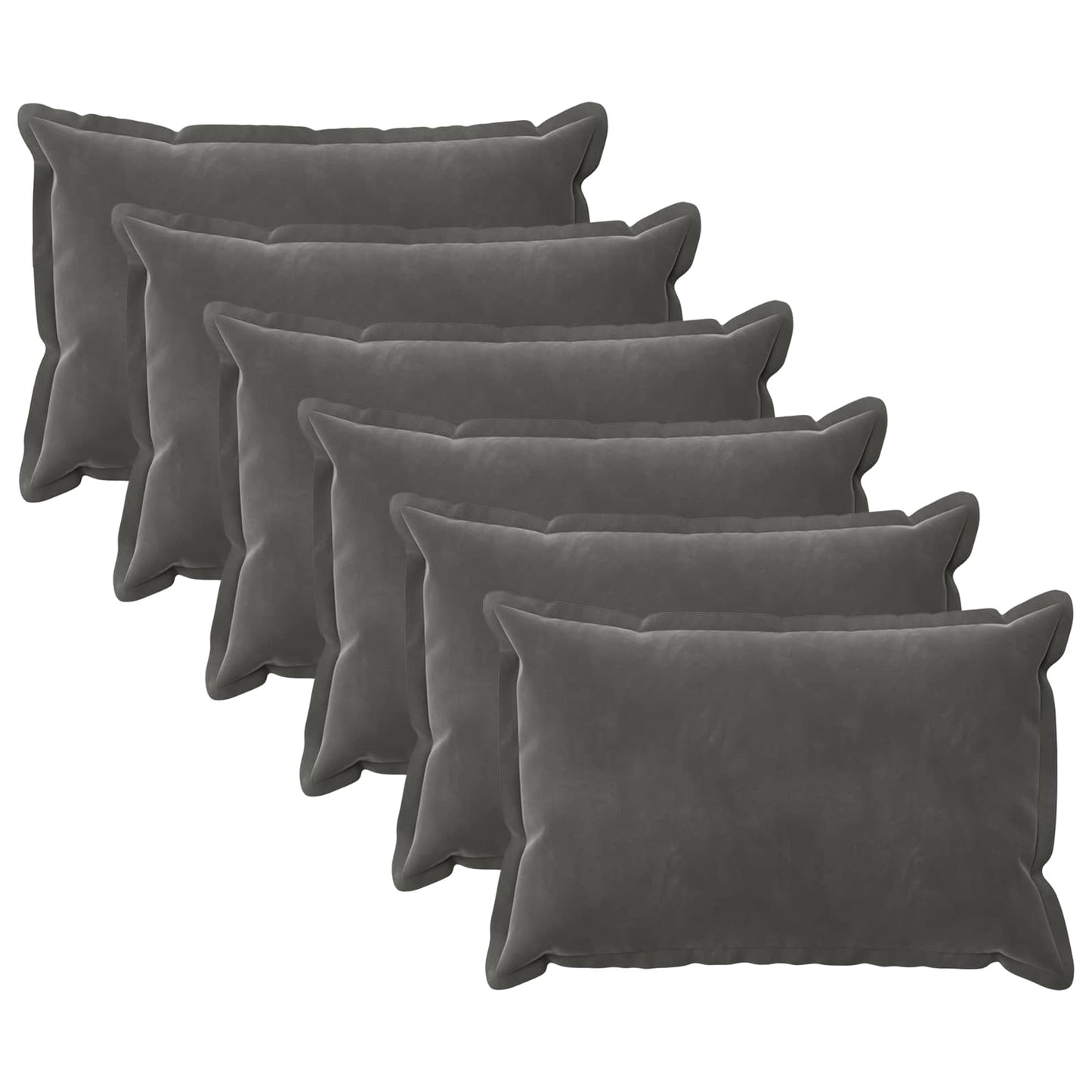 Pudebetræk 6 pcs HOUTEN Mørkegrå 30 x 50 cm Fløjl