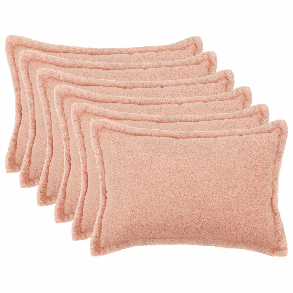 Pudebetræk 6 pcs HOUTEN Lyserød 30 x 50 cm Bouclé