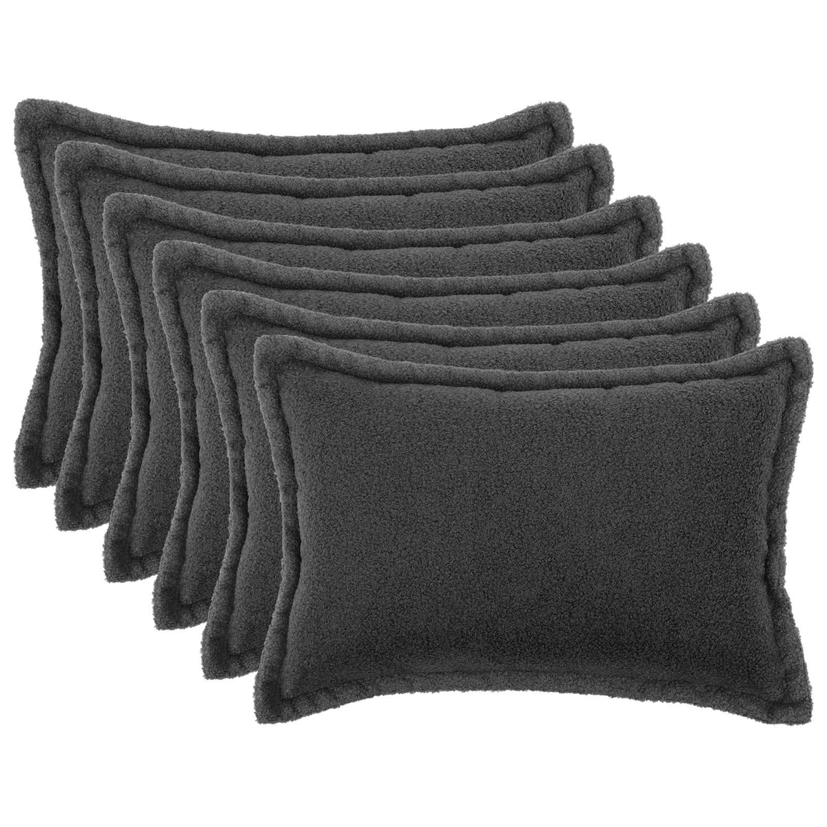 Pudebetræk 6 pcs HOUTEN Mørkegrå 30 x 50 cm Bouclé