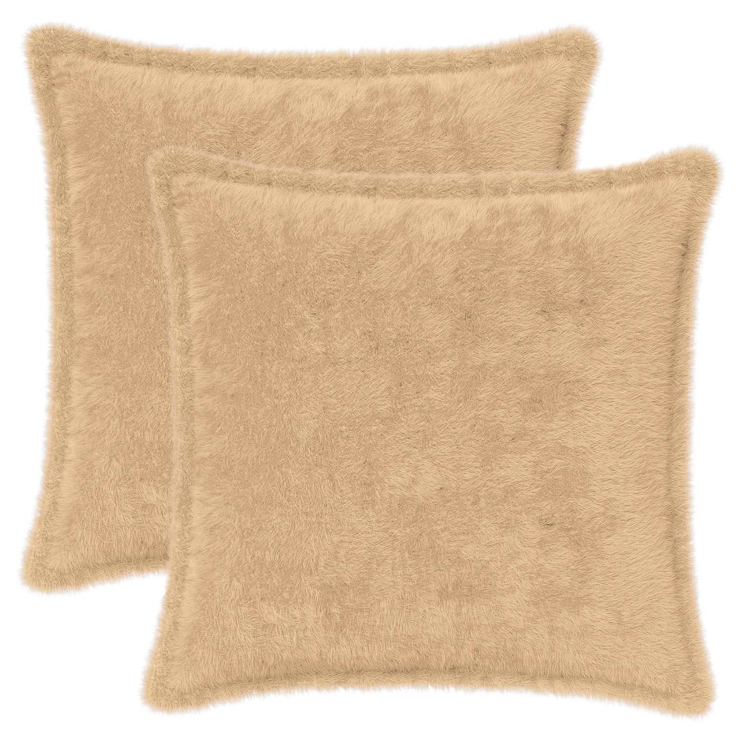 Pudebetræk 2 stk. HOUTEN Cremefarvet 35 x 35 cm Faux Kanin Pels