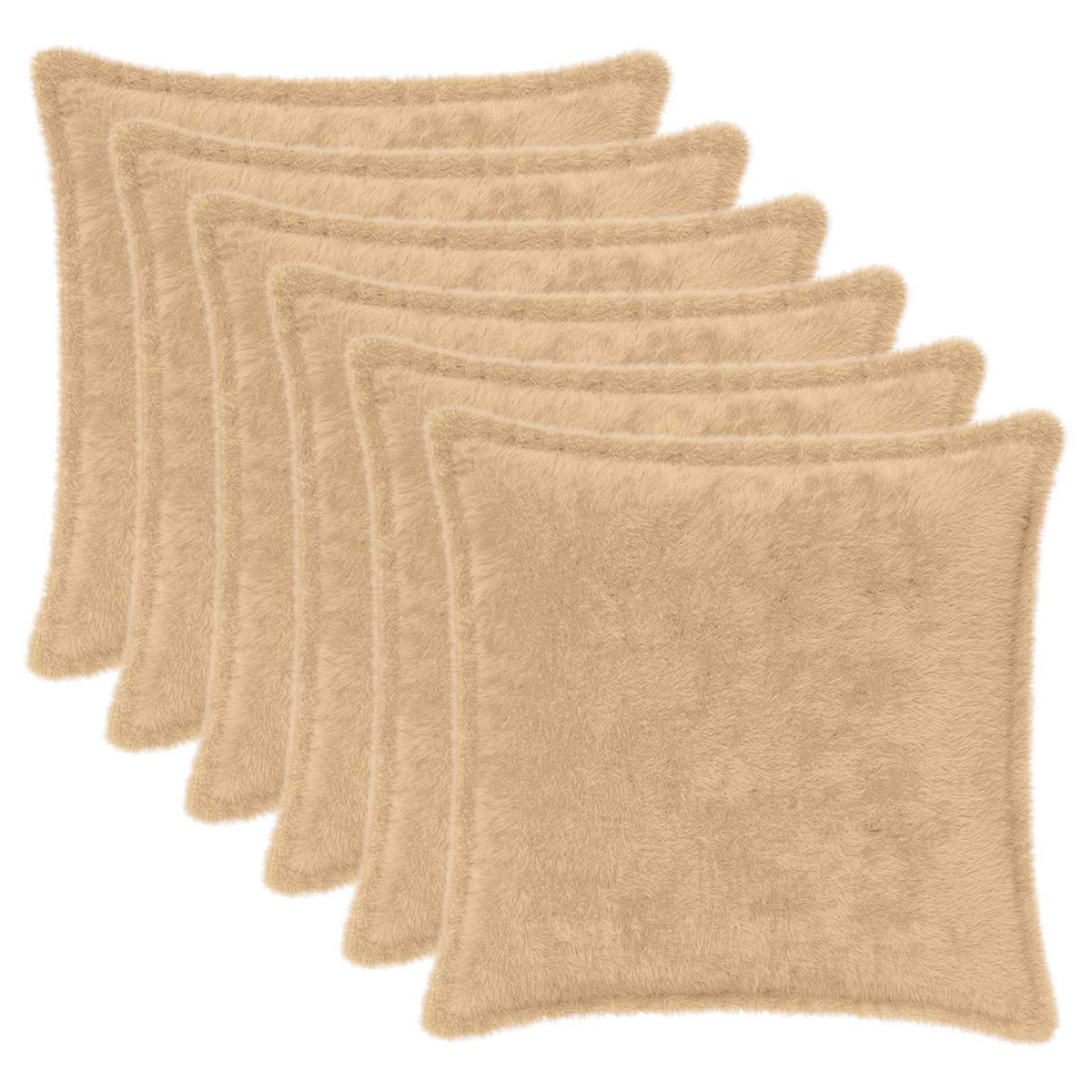 Pudebetræk 6 stk. HOUTEN Cremefarvet 35 x 35 cm Faux Kanin Pels