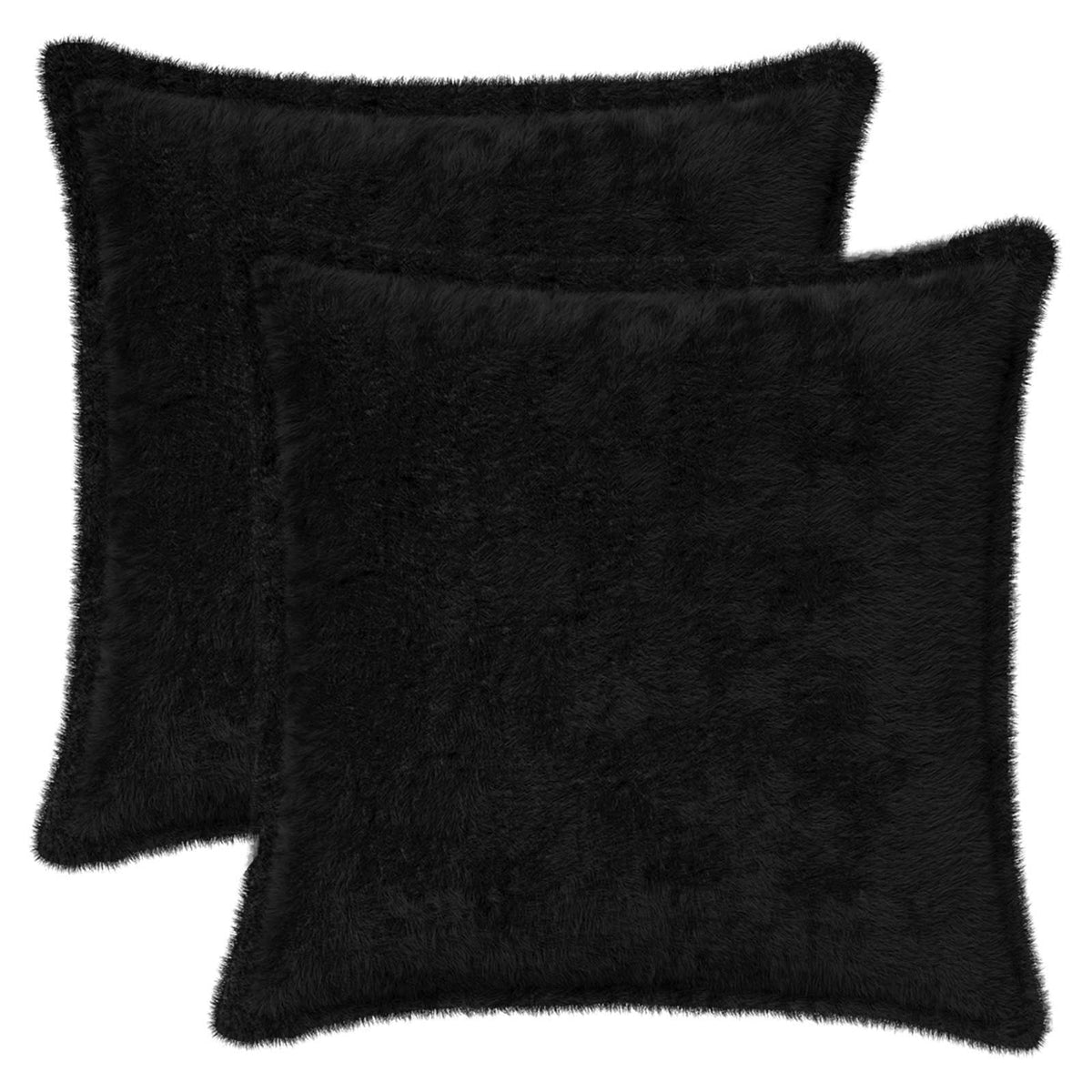 Pudebetræk 2 stk. HOUTEN Sort 35 x 35 cm Faux Kanin Pels