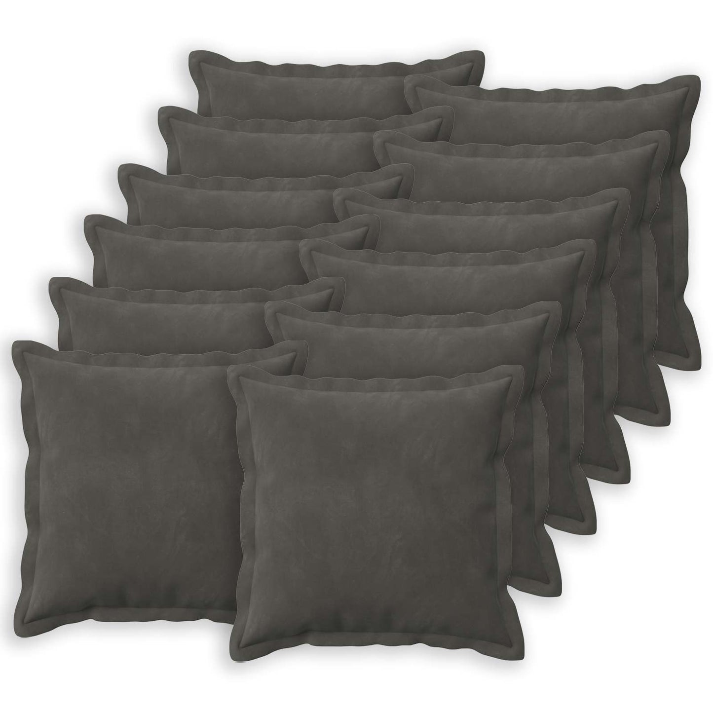 Pudebetræk 12 pcs HOUTEN Mørkegrå 40 x 40 cm Fløjl