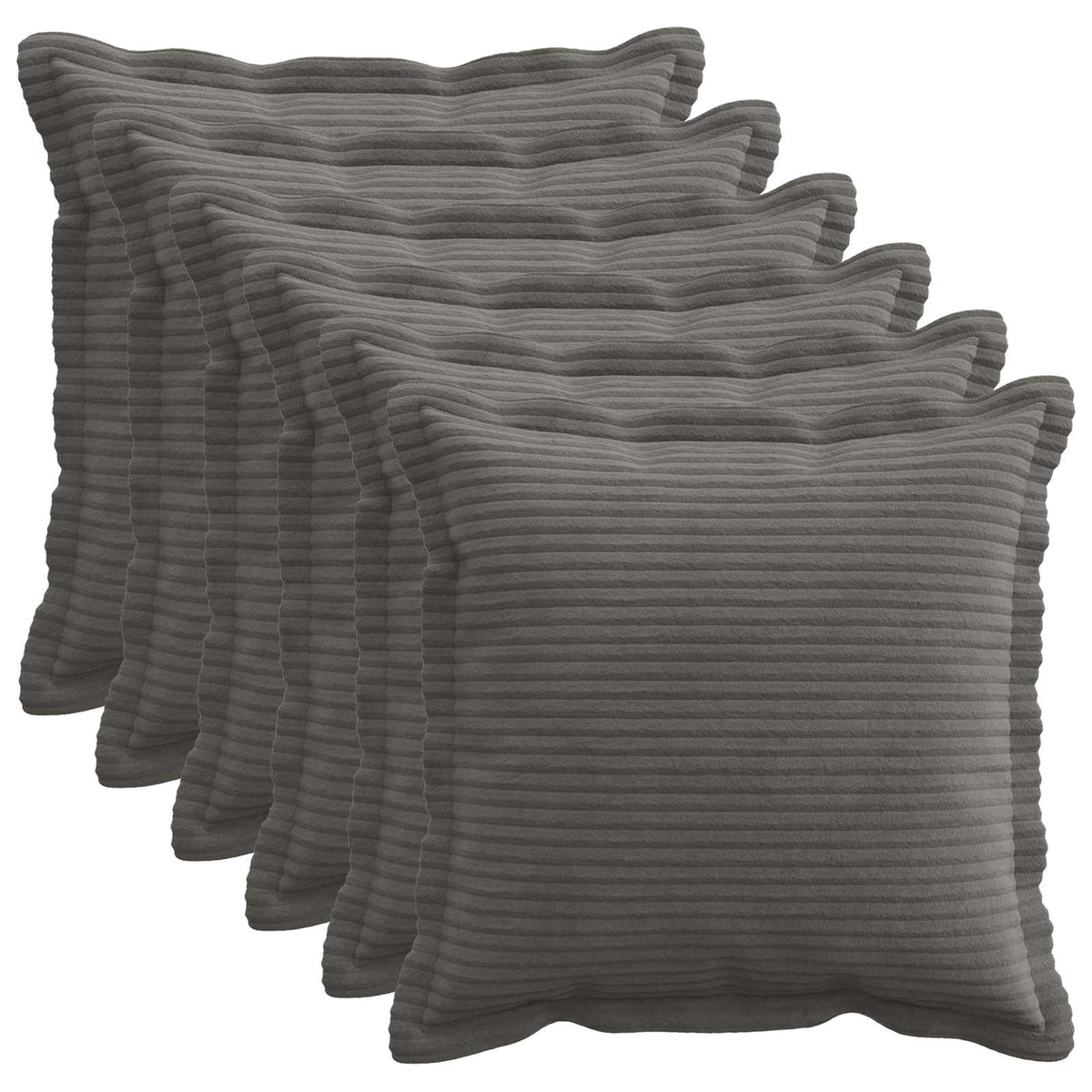 Pudebetræk 6 stk. HOUTEN Mørkegrå 40 x 40 cm cordfløjl