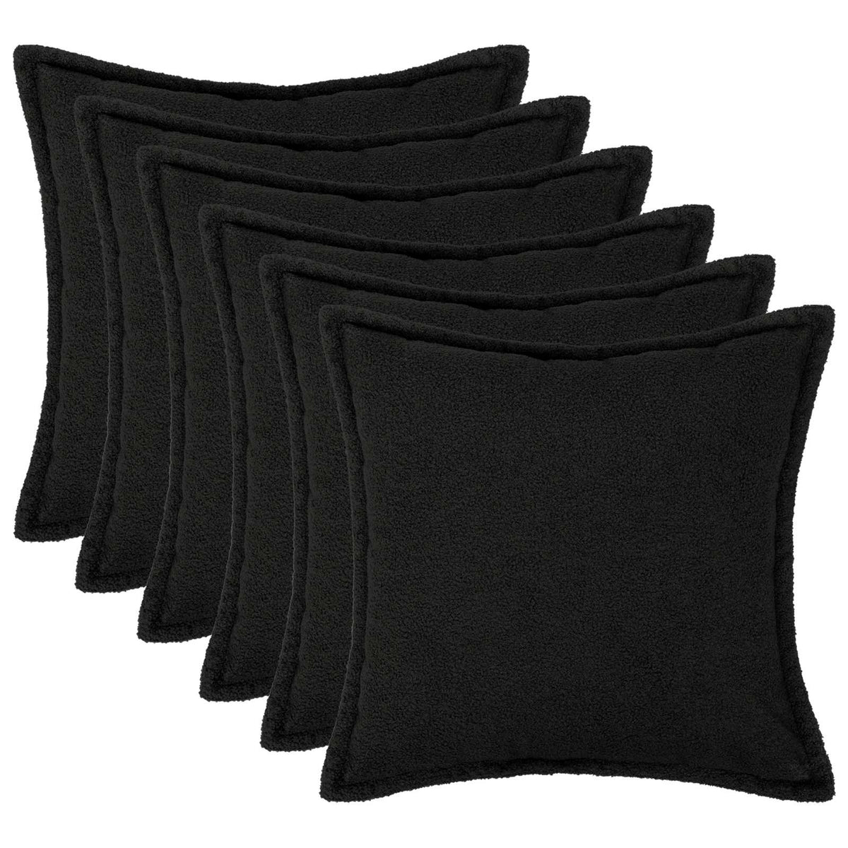 Pudebetræk 6 pcs HOUTEN Sort 40 x 40 cm Bouclé