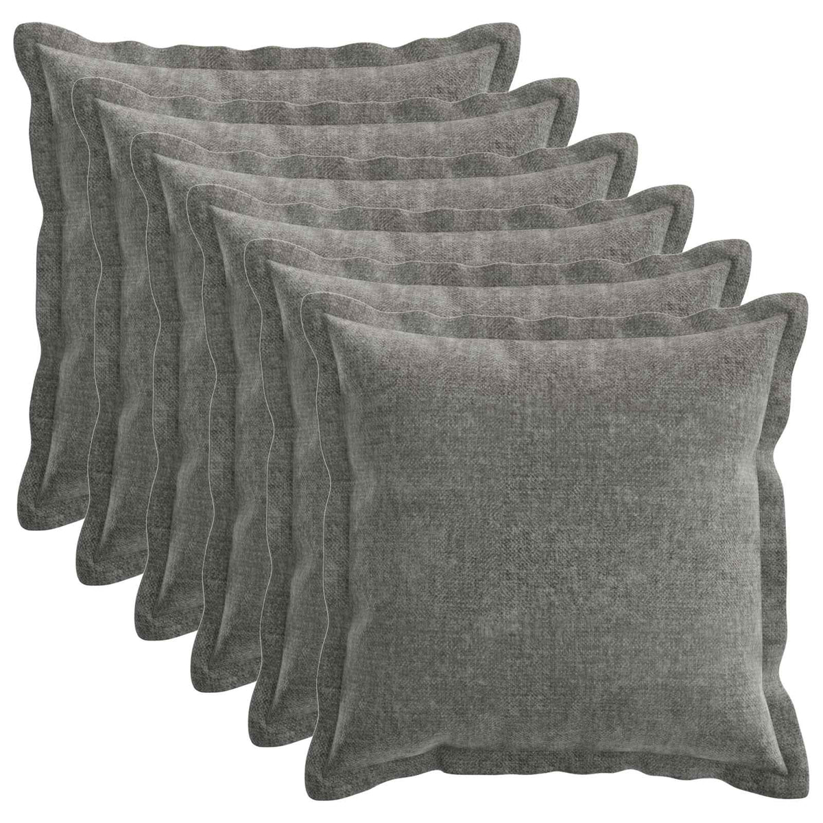 Pudebetræk 6 stk. HOUTEN Mørkegrå 40 x 40 cm Chenille Stof