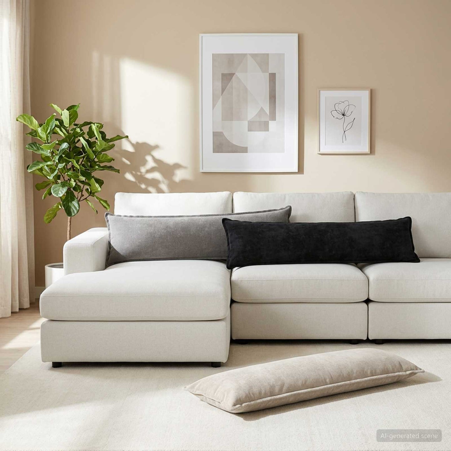 Pudebetræk HOUTEN Mørkegrå 40 x 145 cm Chenille Stof