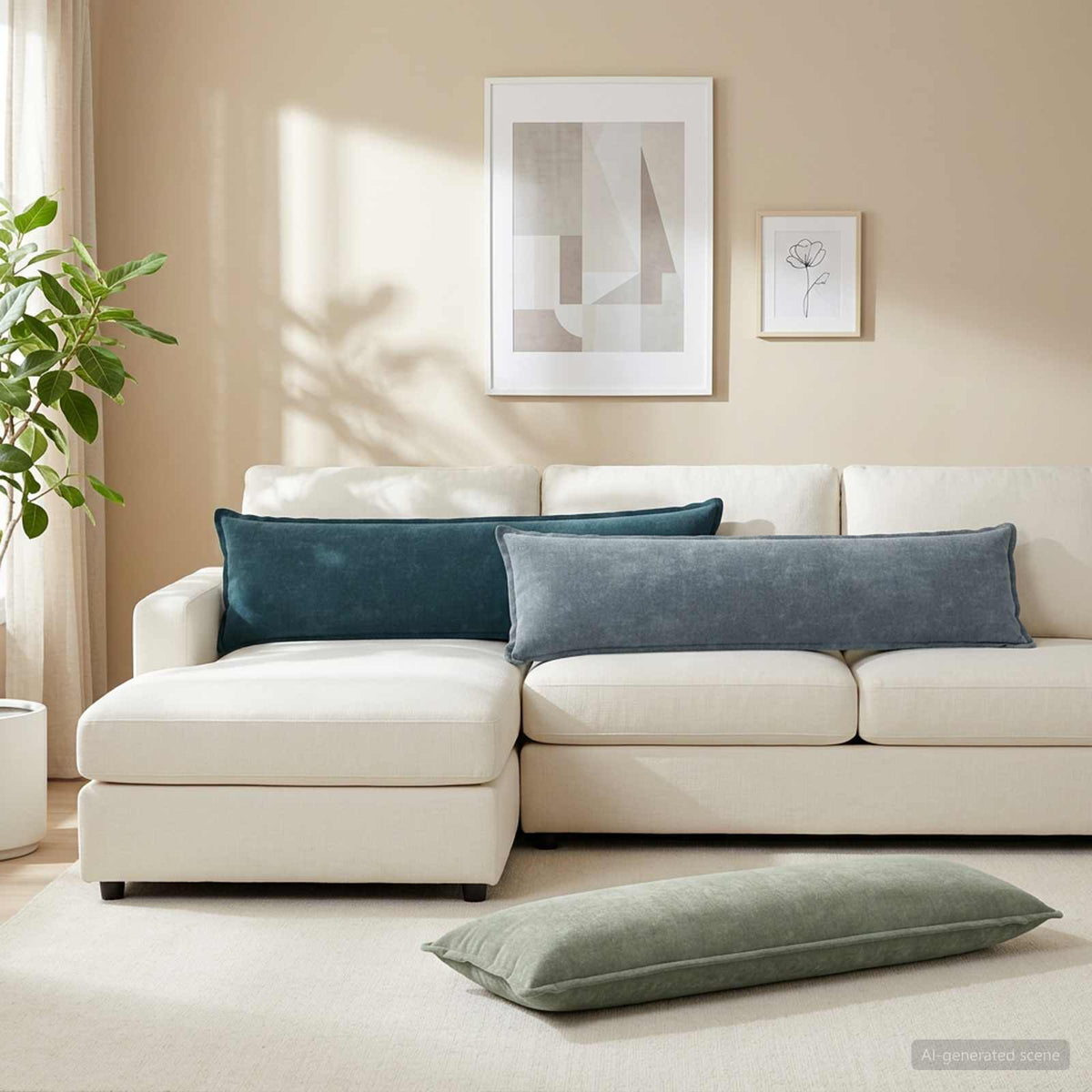 Pudebetræk 2 stk. HOUTEN Grøn 40 x 145 cm Chenille Stof