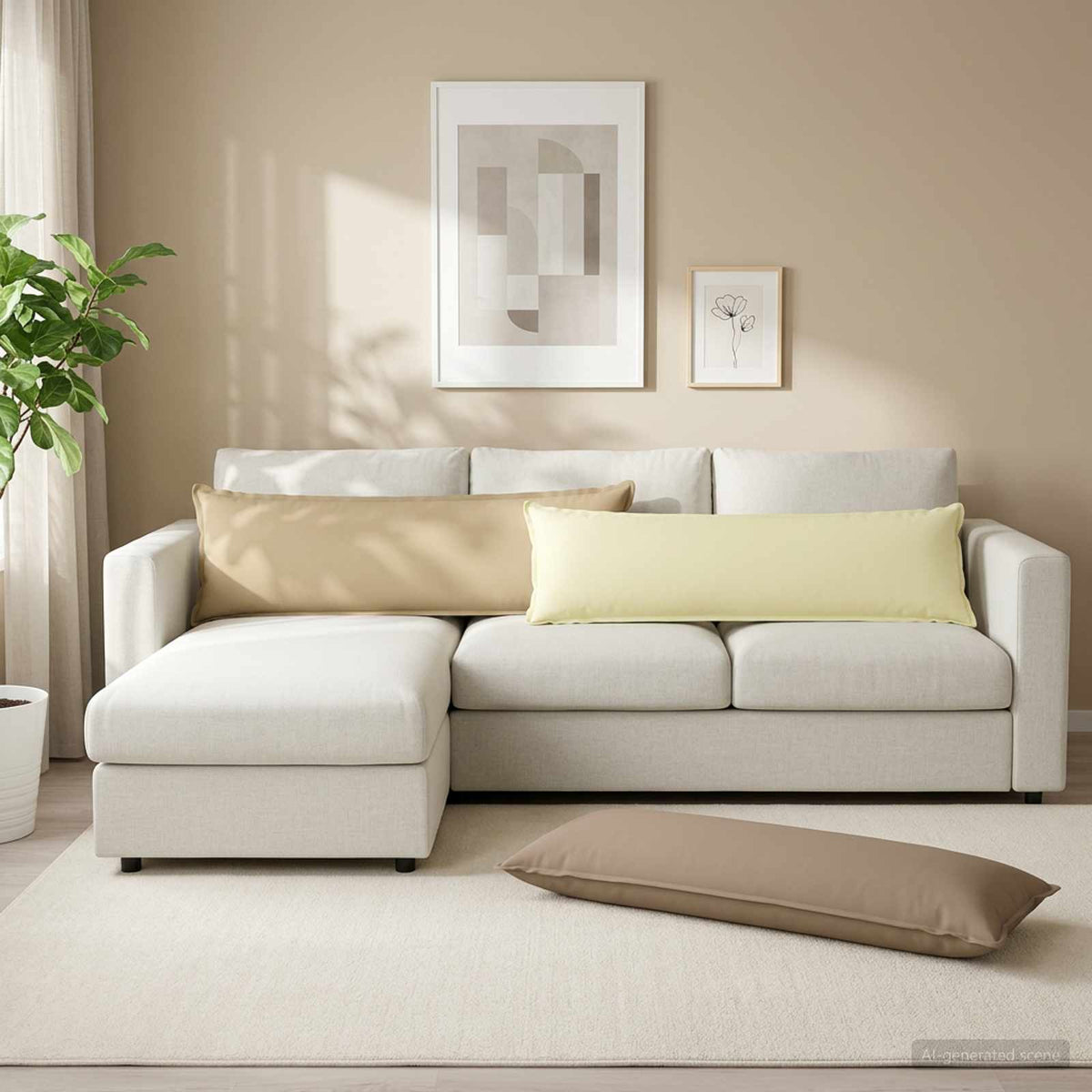 Pudebetræk 2 stk. HOUTEN Beige 40 x 145 cm Polyester