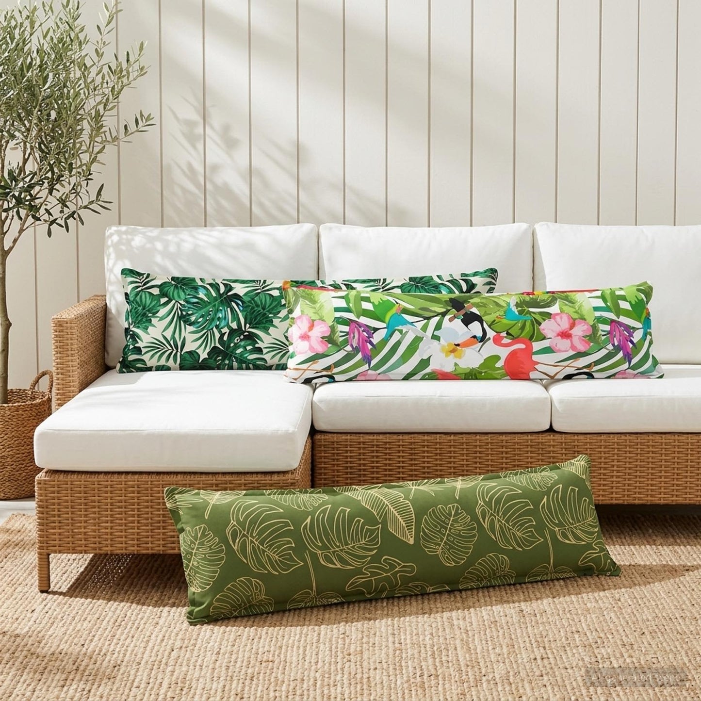 Pudebetræk 2 stk. HOUTEN Bladdesign 40 x 145 cm Polyester