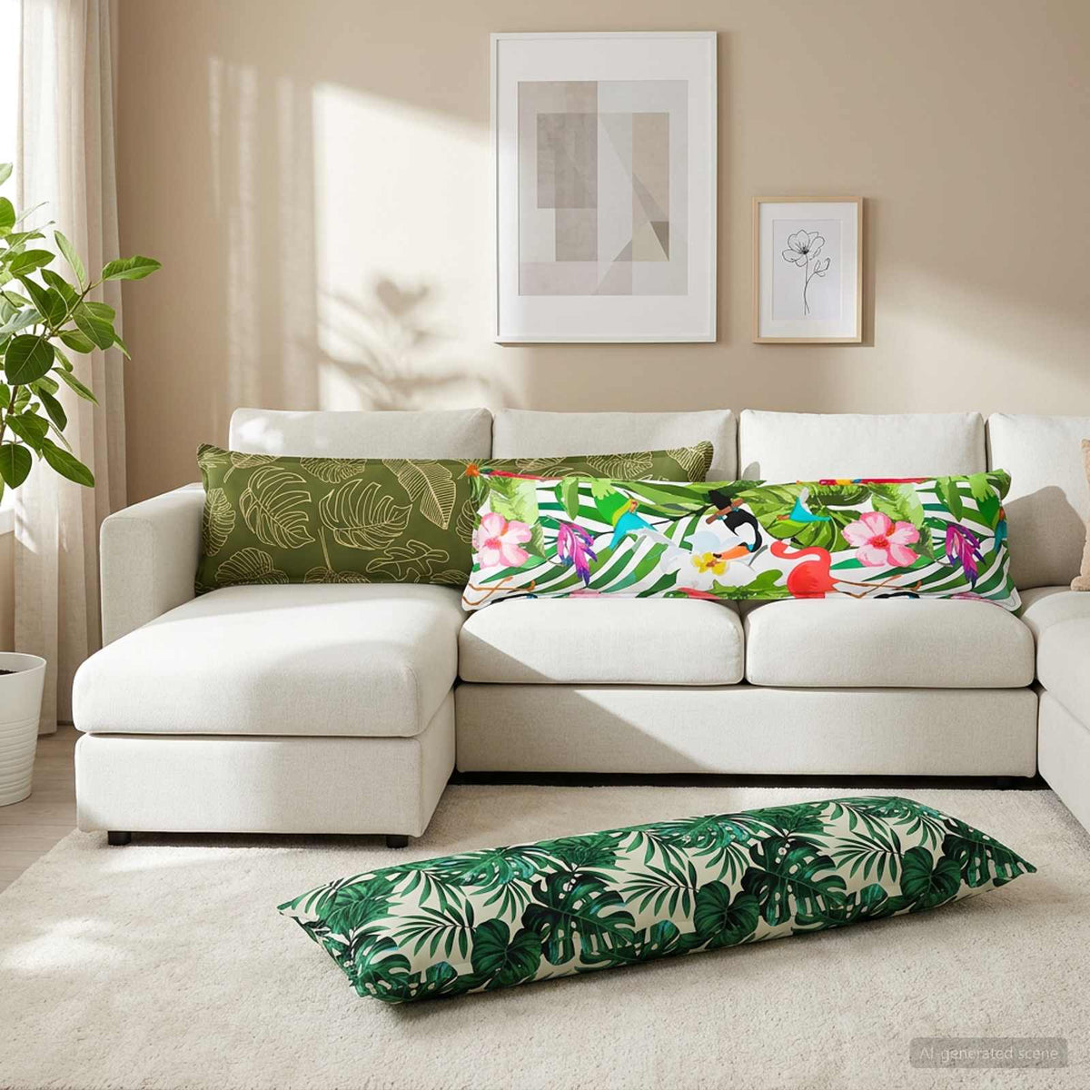 Pudebetræk 2 stk. HOUTEN Bladmønster 40 x 145 cm Polyester