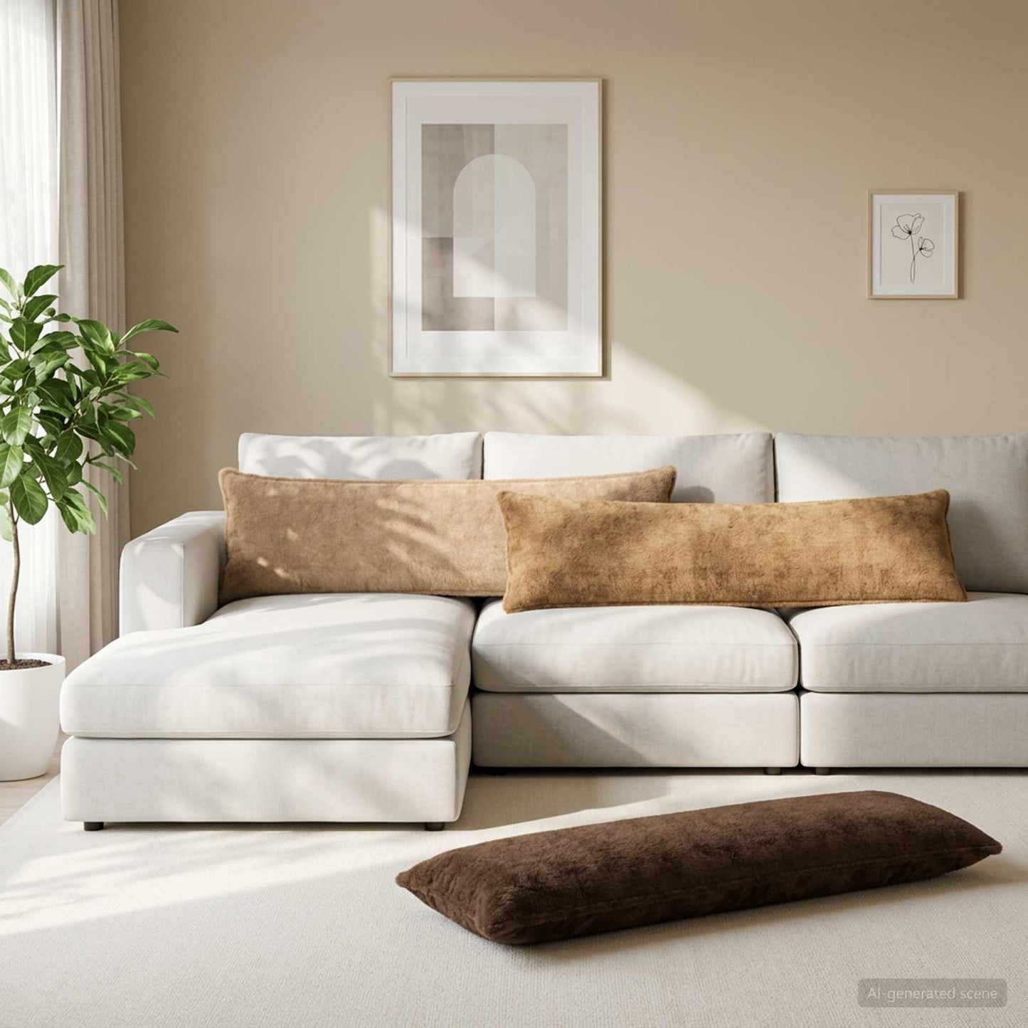 Pudebetræk HOUTEN Gråbrun 40 x 145 cm Faux Kanin Pels