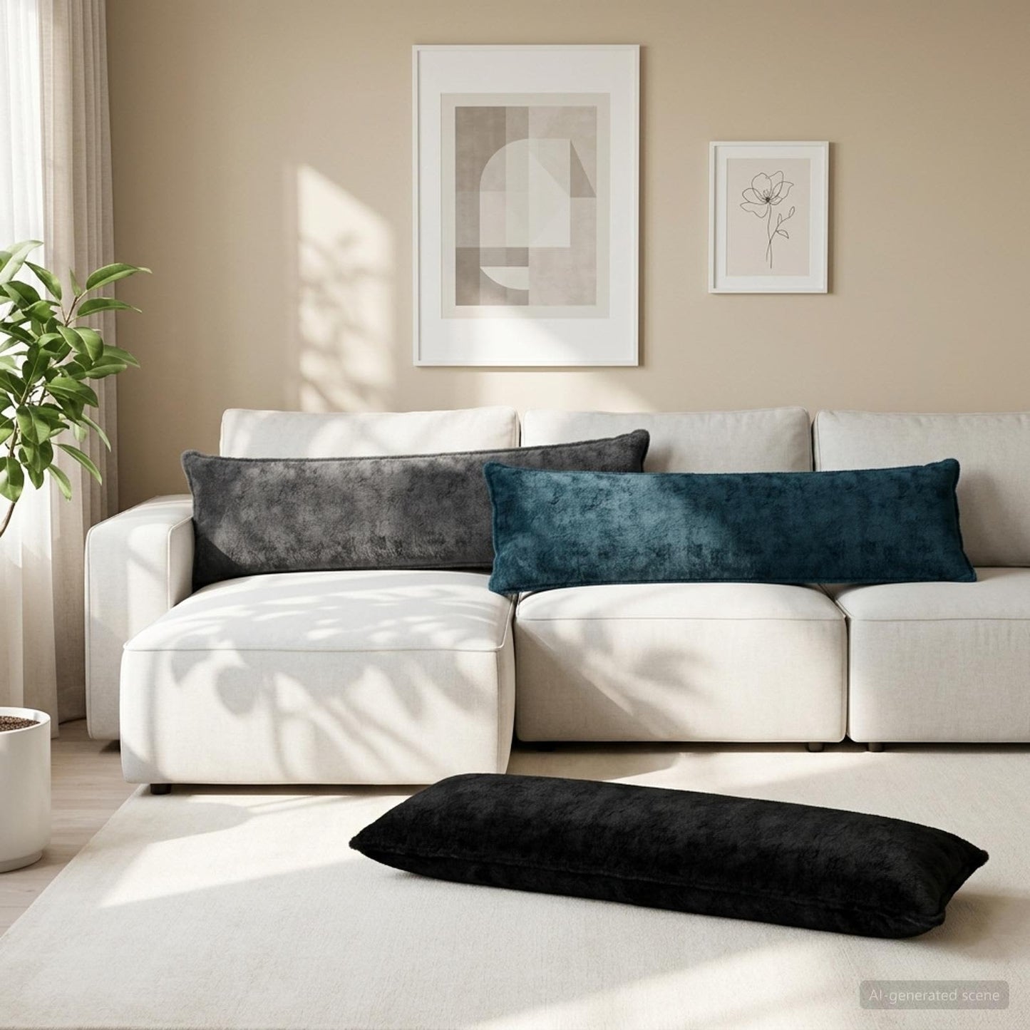Pudebetræk HOUTEN Sort 40 x 145 cm Faux Kanin Pels