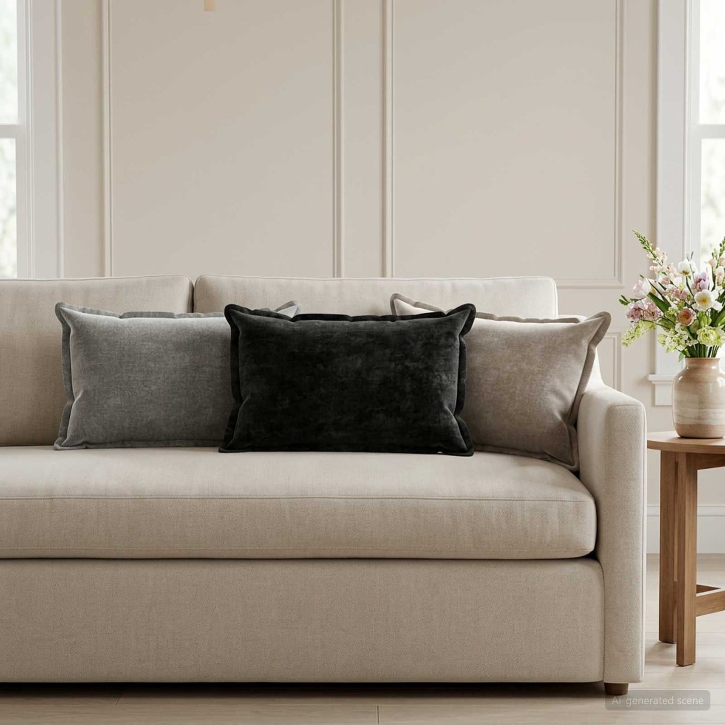 Pudebetræk 2 stk. HOUTEN Antracit 40 x 60 cm Chenille Stof
