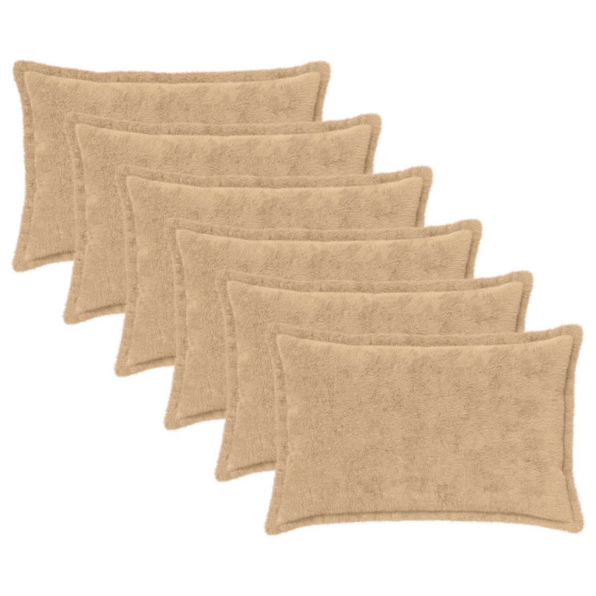 Pudebetræk 6 stk. HOUTEN Cremefarvet 40 x 60 cm Faux Kanin Pels