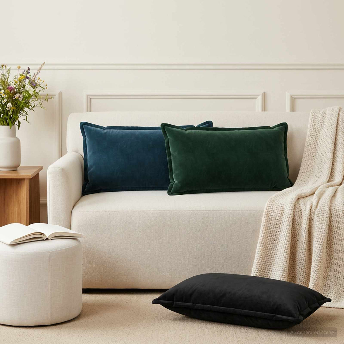 Pudebetræk 2 pcs HOUTEN Mørkegrøn 40 x 70 cm Fløjl