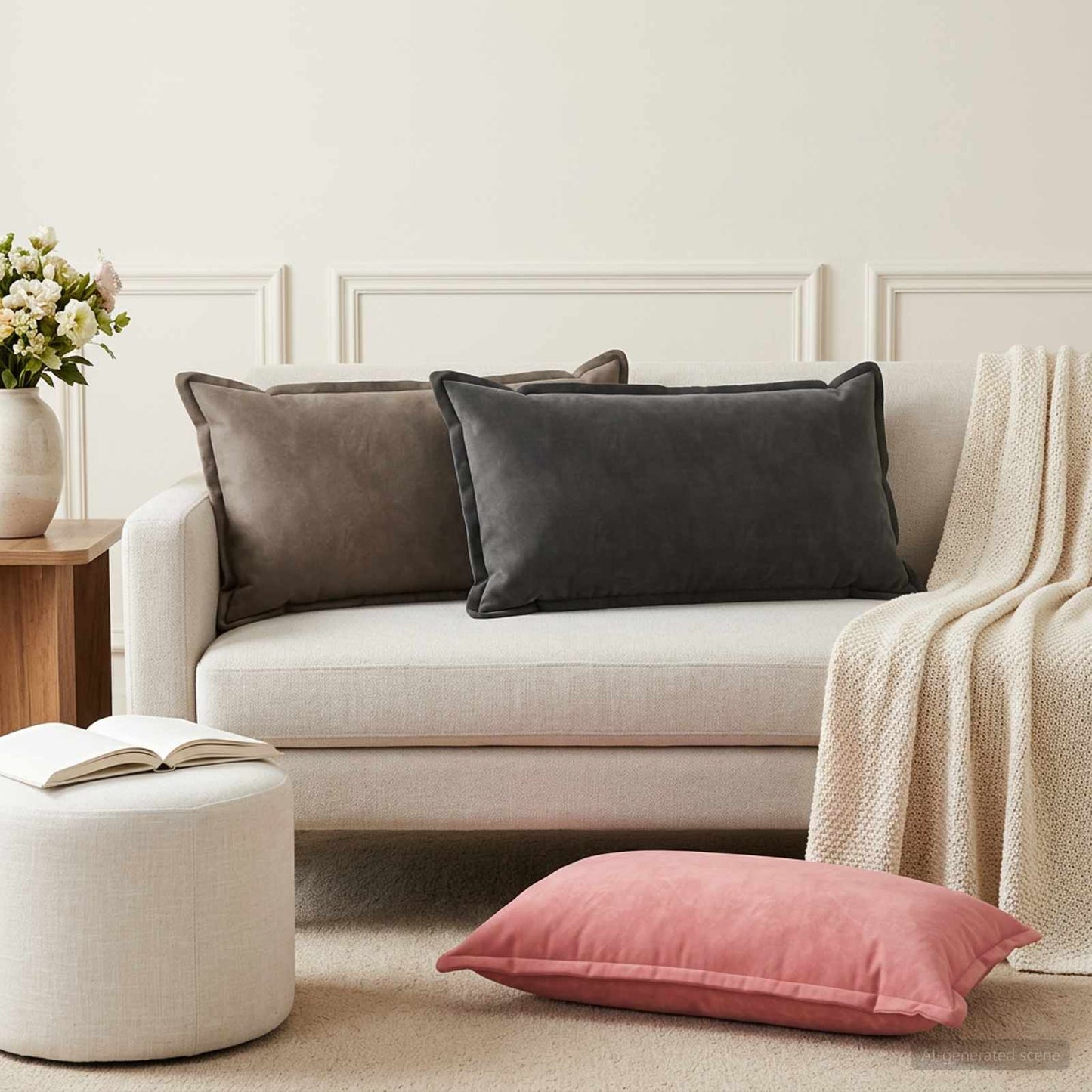 Pudebetræk 6 pcs HOUTEN Mørkegrå 40 x 70 cm Fløjl