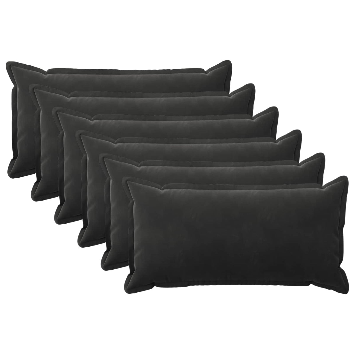 Pudebetræk 6 pcs HOUTEN Sort 40 x 70 cm Fløjl