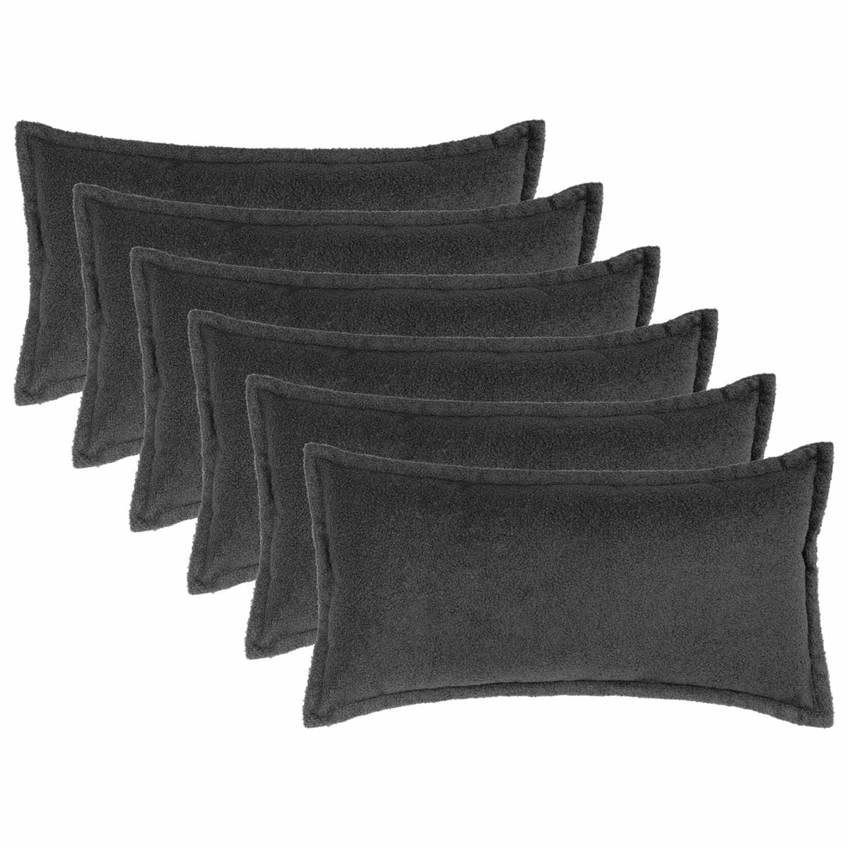 Pudebetræk 6 pcs HOUTEN Mørkegrå 40 x 70 cm Bouclé