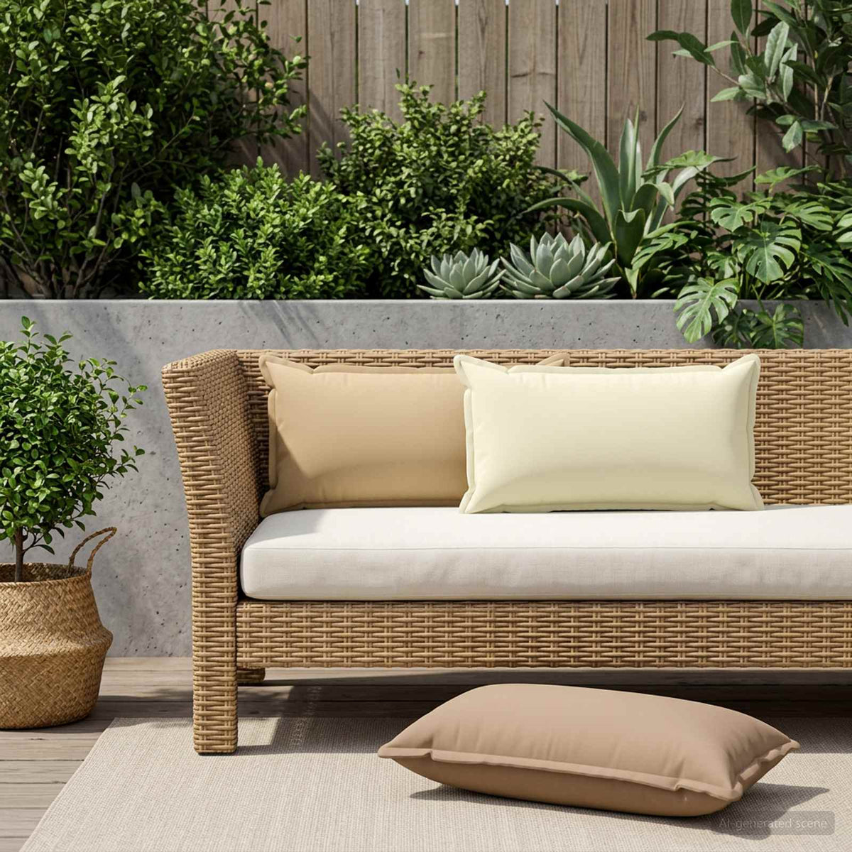 Pudebetræk 6 stk. HOUTEN Beige 40 x 80 cm Polyester