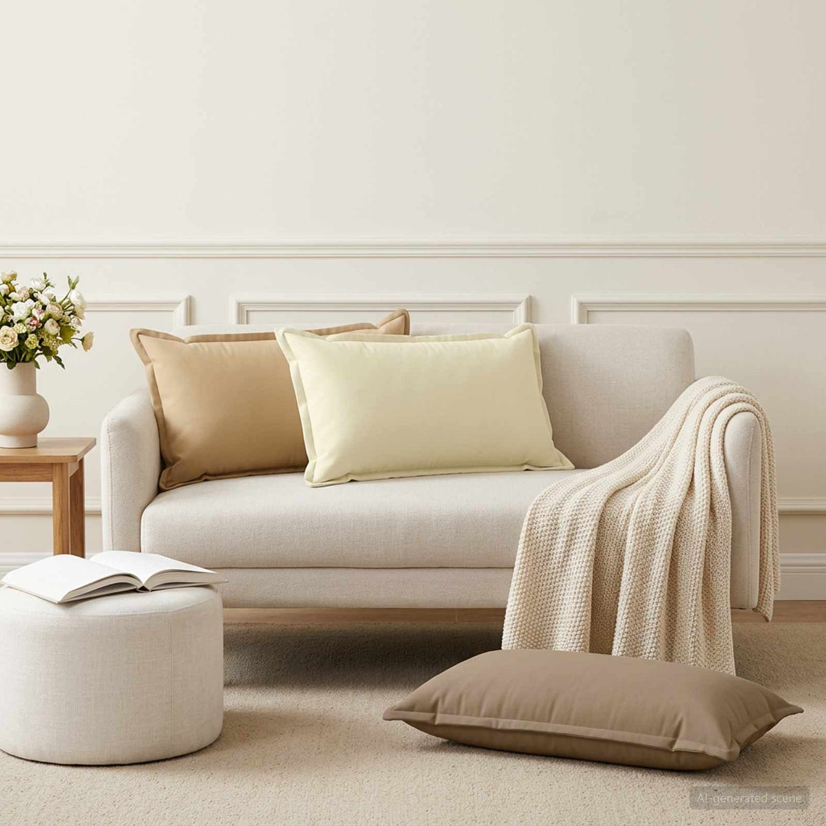 Pudebetræk 12 stk. HOUTEN Beige 40 x 80 cm Polyester