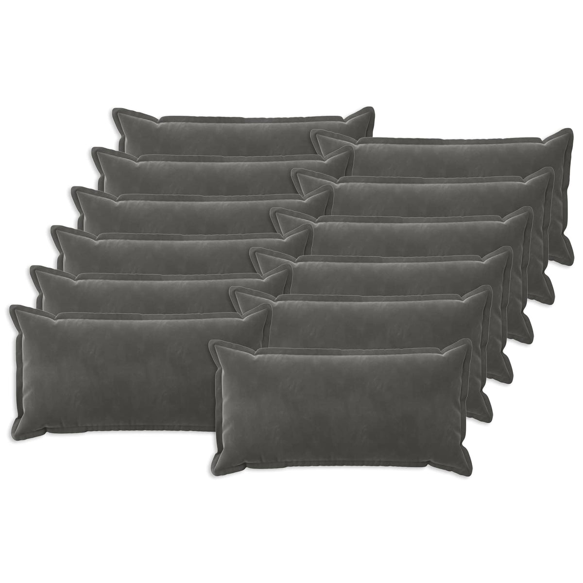 Pudebetræk 12 pcs HOUTEN Mørkegrå 40 x 80 cm Fløjl