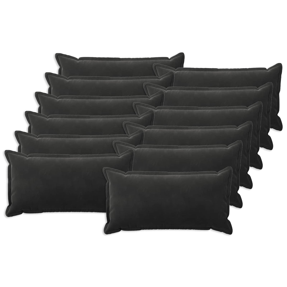 Pudebetræk 12 pcs HOUTEN Sort 40 x 80 cm Fløjl
