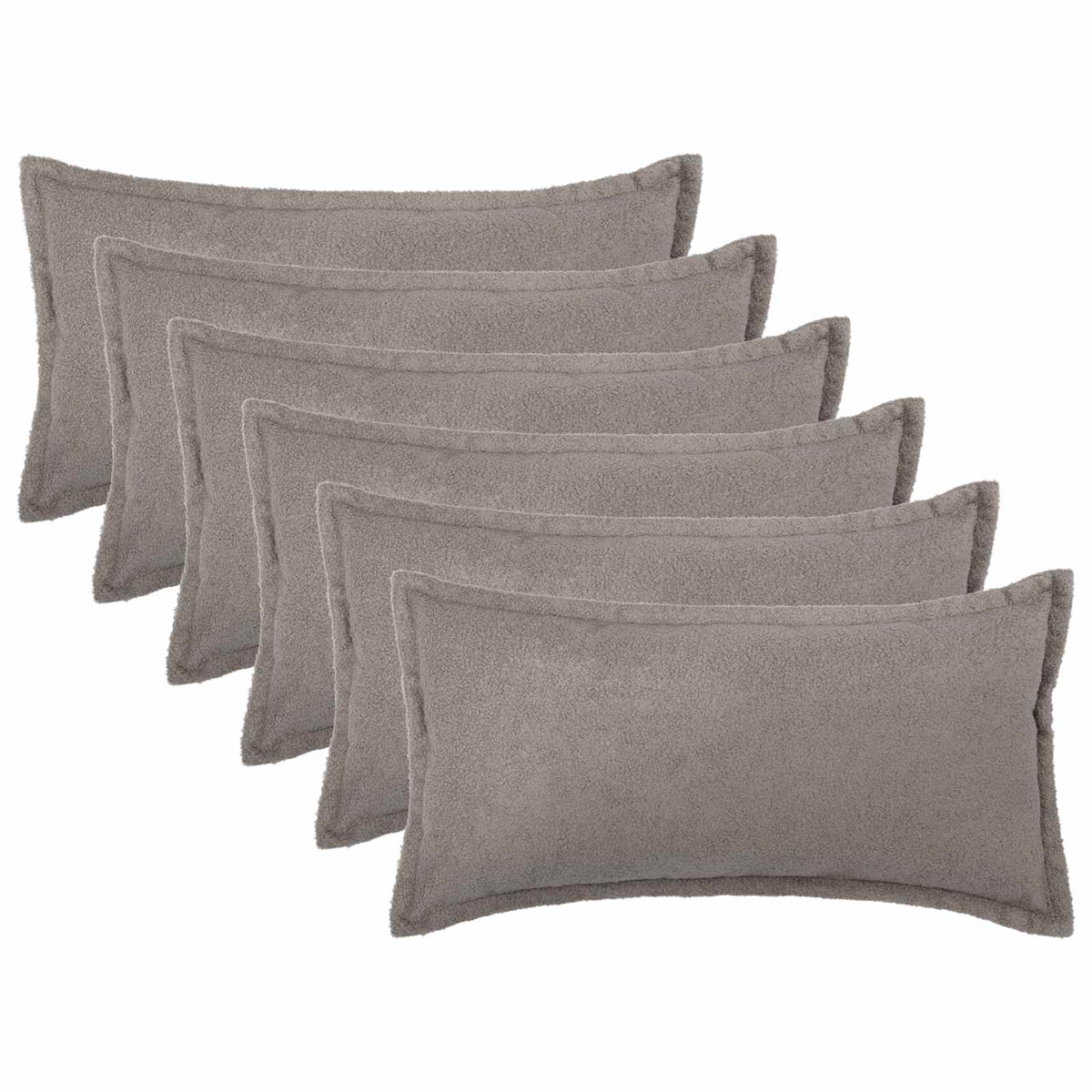 Pudebetræk 6 pcs HOUTEN Lysegrå 40 x 80 cm Bouclé