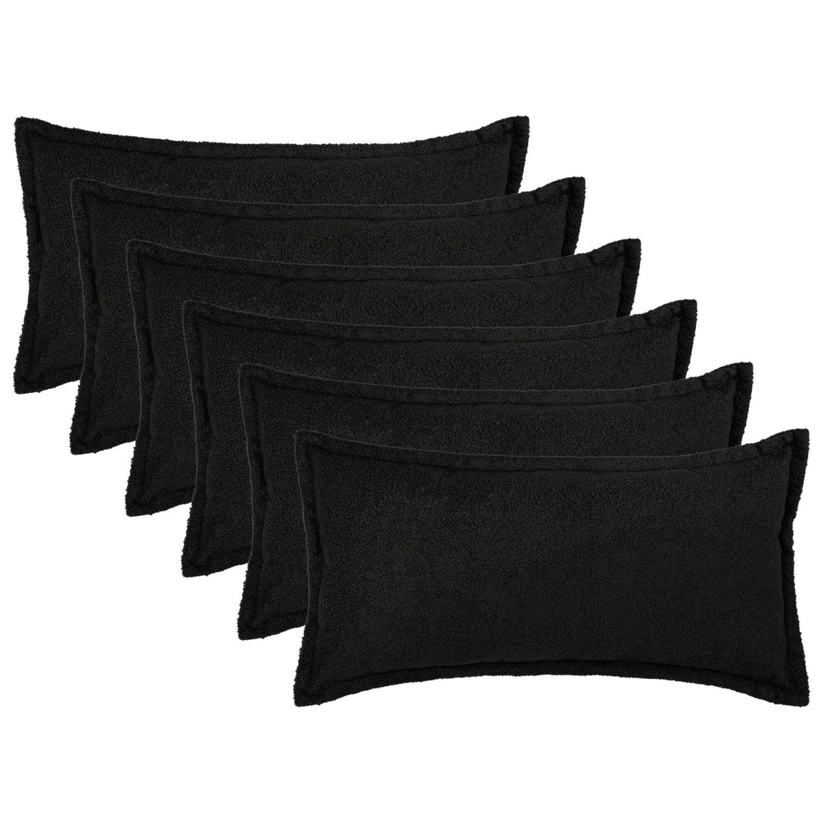 Pudebetræk 6 pcs HOUTEN Sort 40 x 80 cm Bouclé
