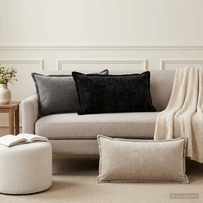 Pudebetræk 2 stk. HOUTEN Antracit 40 x 80 cm Chenille Stof