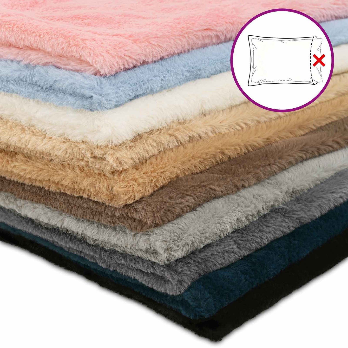 Pudebetræk 6 stk. HOUTEN Sort 40 x 80 cm Faux Kanin Pels