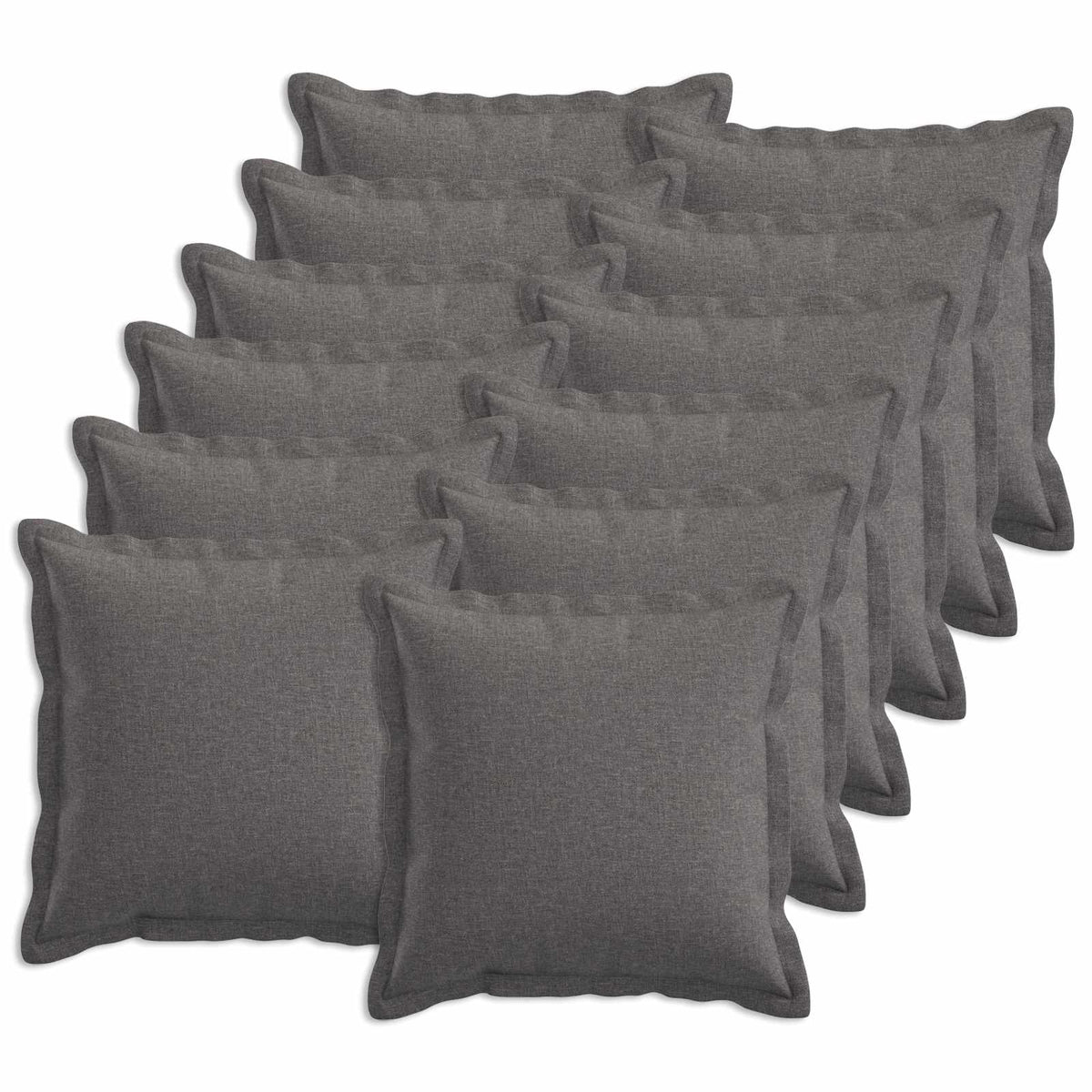 Pudebetræk 12 pcs HOUTEN Lysegrå 45 x 45 cm Faux Linned