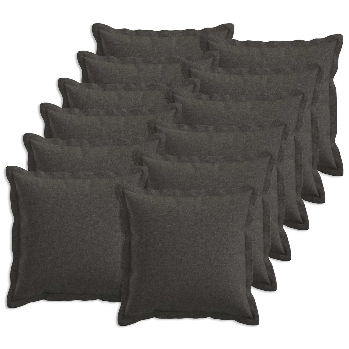 Pudebetræk 12 pcs HOUTEN Mørkegrå 45 x 45 cm Faux Linned
