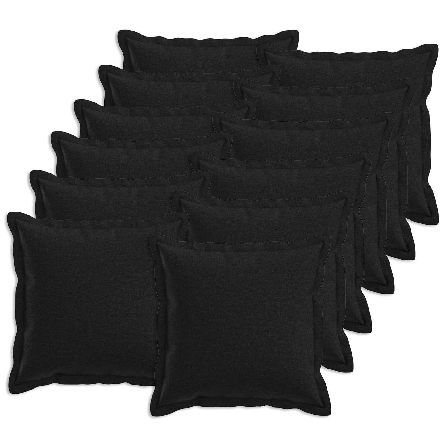 Pudebetræk 12 pcs HOUTEN Sort 45 x 45 cm Faux Linned
