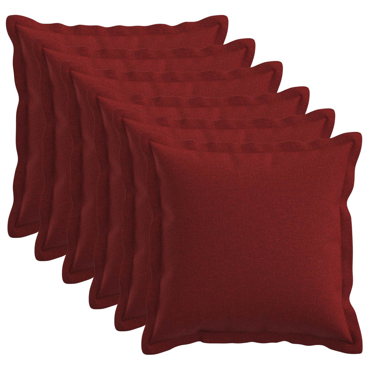 Pudebetræk 6 pcs HOUTEN Vinrød 45 x 45 cm Faux Linned
