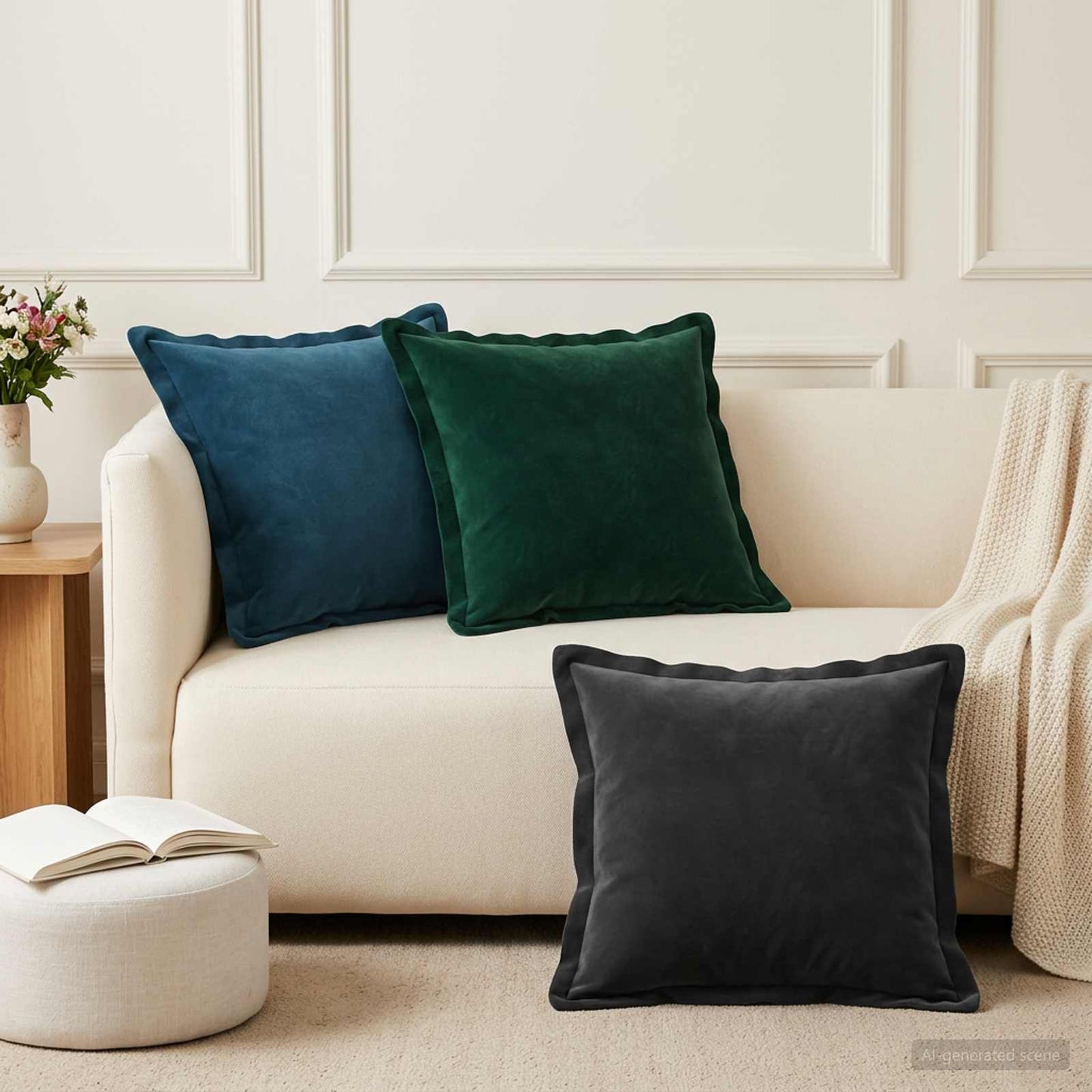 Pudebetræk 6 pcs HOUTEN Blå 45 x 45 cm Fløjl