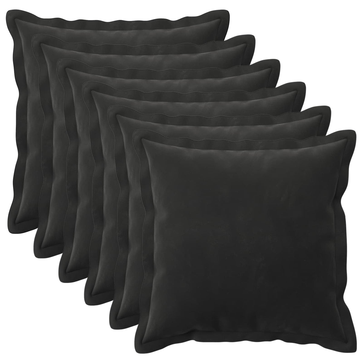 Pudebetræk 6 pcs HOUTEN Sort 45 x 45 cm Fløjl