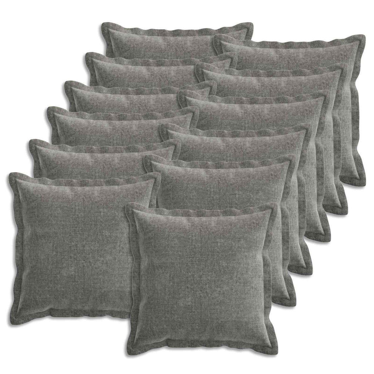 Pudebetræk 12 stk. HOUTEN Mørkegrå 45 x 45 cm Chenille Stof
