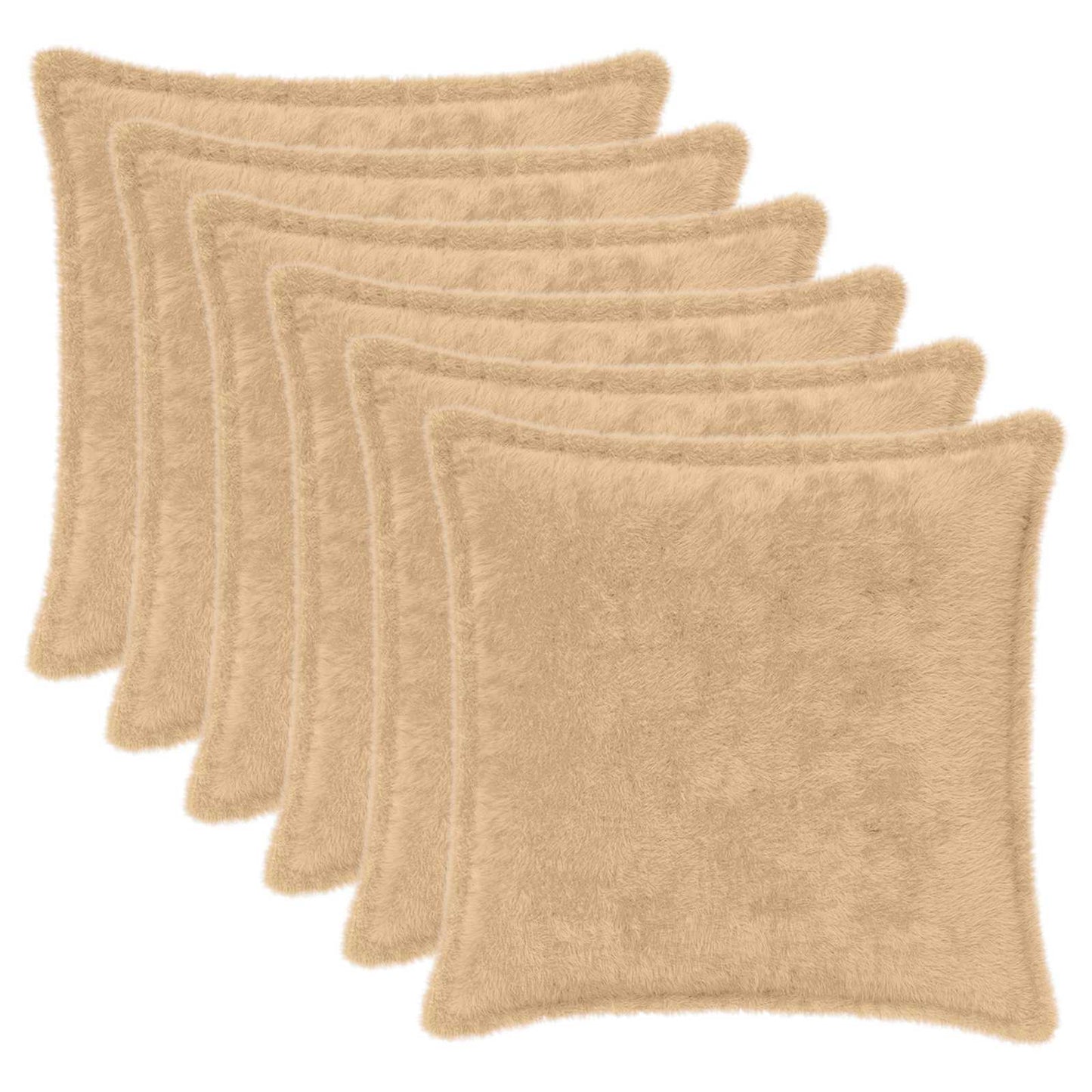 Pudebetræk 6 stk. HOUTEN Cremefarvet 45 x 45 cm Faux Kanin Pels